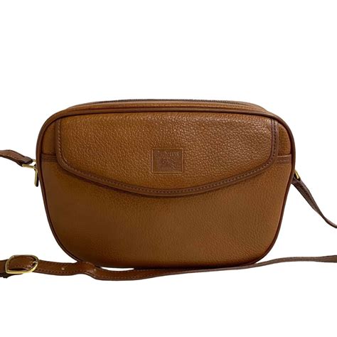 Burberrys Nova Check Shoulder Bag Pochette Brown Leather